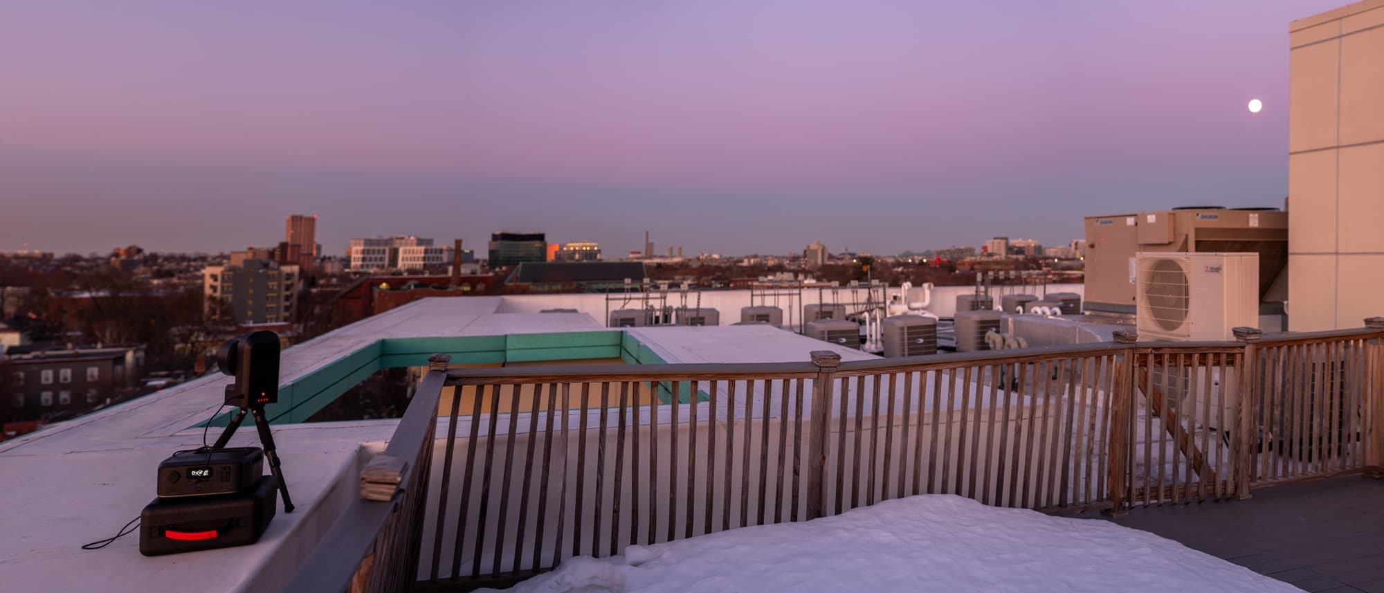 Boston rooftop, end of winter. 42.36°N.